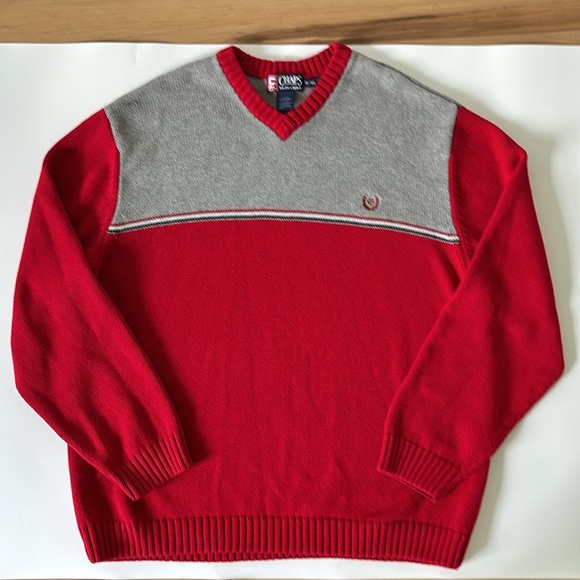 Vintage Chaps Ralph Lauren Color Block V-Neck Cotton Sweater - Picture 9 of 9